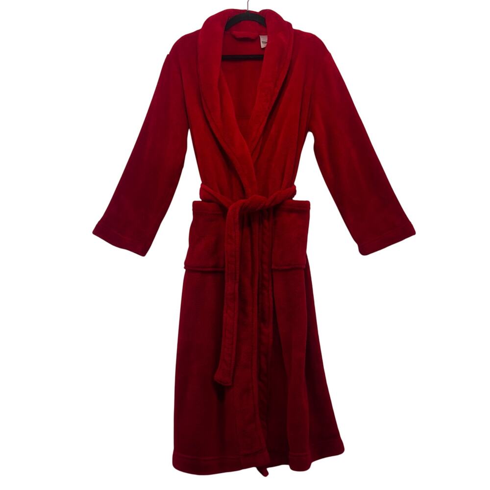 Adonna Women’s Robe Size Small Plush Red Fleece w/Belt‎ Housecoat Loungewear